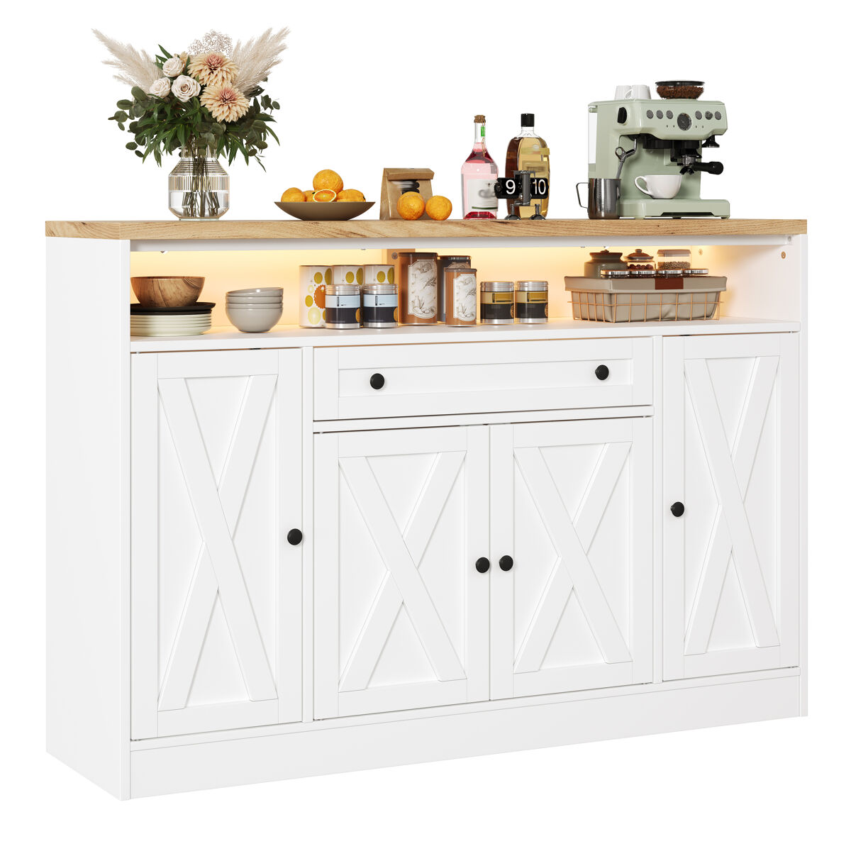Isla de cocina Mueble de cocina con 4 puertas y 1 cajón 140