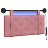 Cabeceira de cama suspensa Com luz LED Rosa Veludo