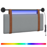 Cabeceira de cama suspensa Com luz LED Cinzento-claro PU Antigo