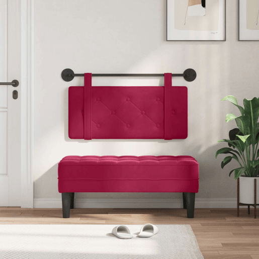 Cabeceira de cama suspensa Vinho Vermelho Veludo