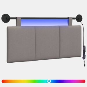 Cabeceira de cama suspensa Com luz LED Cinzento-acastanhado Tecido