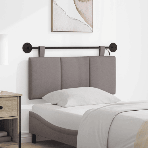 Cabeceira de cama suspensa Com luz LED Cinzento-acastanhado Tecido