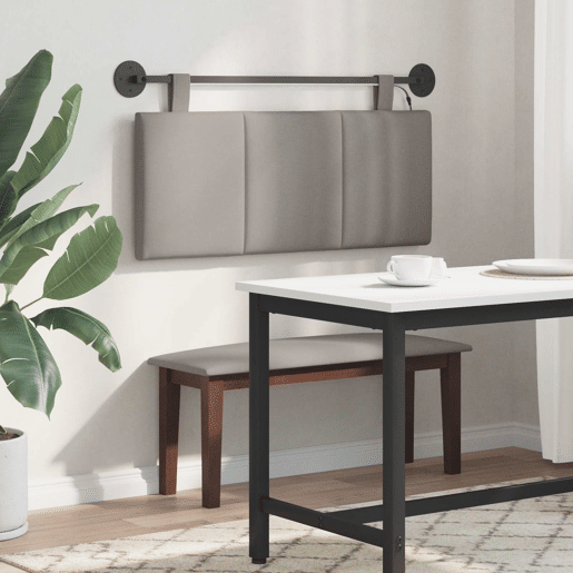 Cabeceira de cama suspensa Com luz LED Cinzento-acastanhado Tecido
