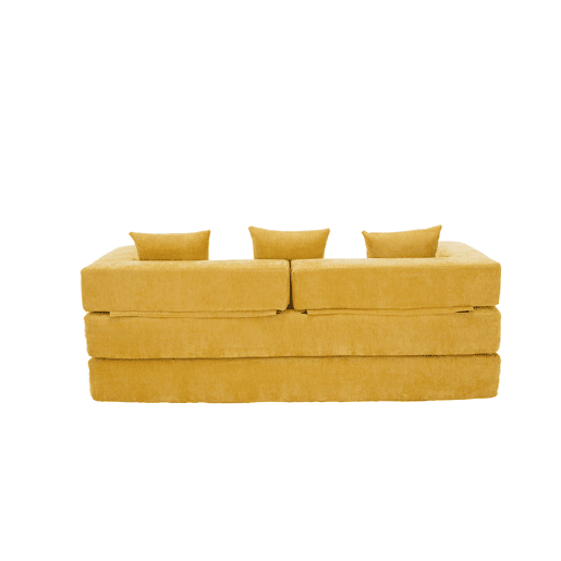 Sofá modular de 2 lugares - chenille supermacio, combinável com bolsos laterais - amarelo mostarda