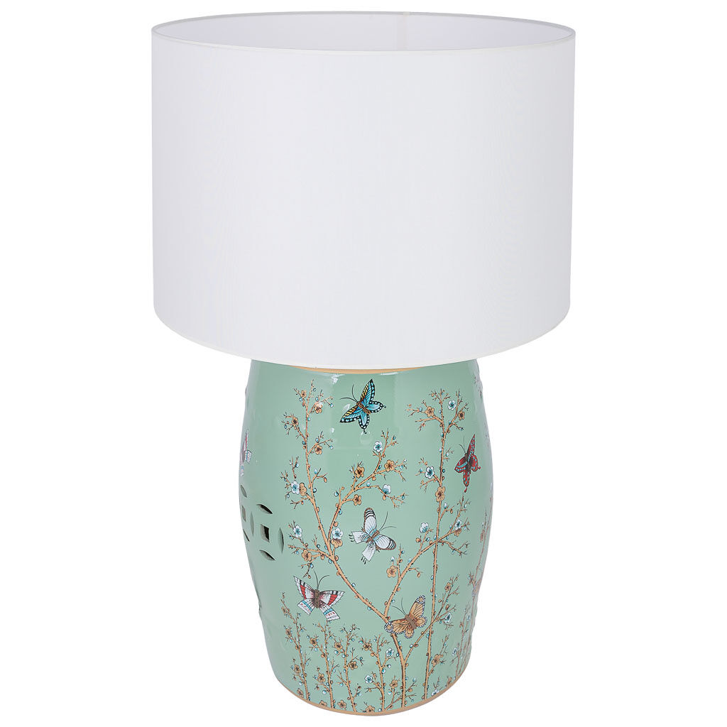 Lámpara de mesa de cerámica turquesa d33x45h cm