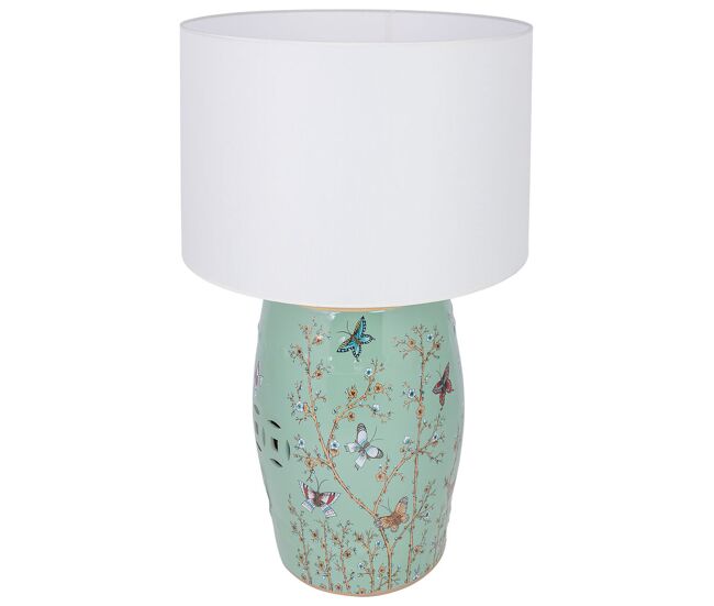 Lámpara de mesa de cerámica turquesa d33x45h cm