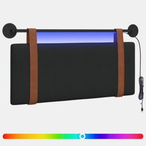 Cabeceira de cama suspensa Com luz LED Preto PU Antigo
