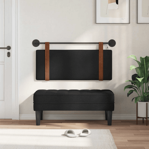 Cabeceira de cama suspensa Com luz LED Preto PU Antigo