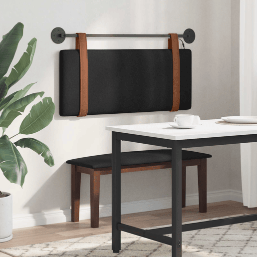 Cabeceira de cama suspensa Com luz LED Preto PU Antigo