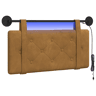 Cabeceira de cama suspensa Com luz LED Castanho Veludo