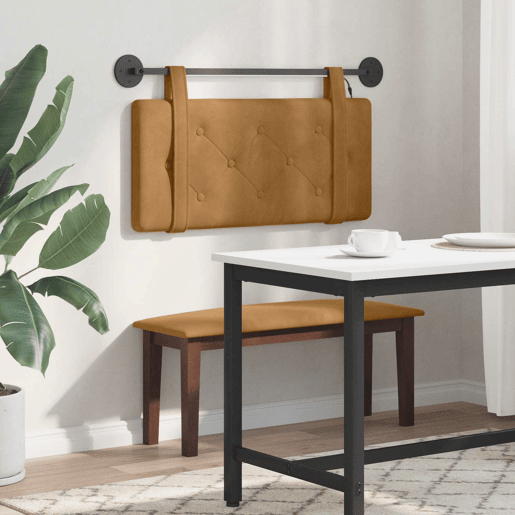 Cabeceira de cama suspensa Com luz LED Castanho Veludo