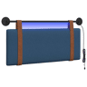 Cabeceira de cama suspensa Com luz LED Azul PU Antigo