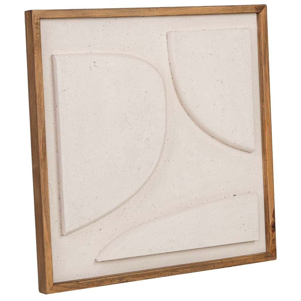 Cuadro artesanal de madera reciclada con relieve blanco 62x4x62h cm