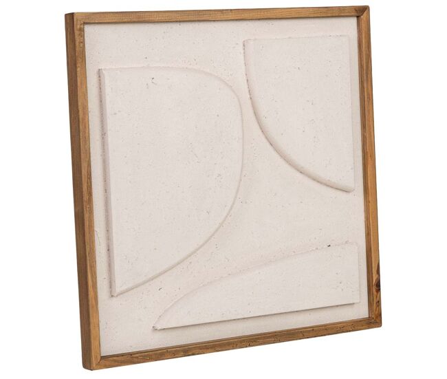 Cuadro artesanal de madera reciclada con relieve blanco 62x4x62h cm