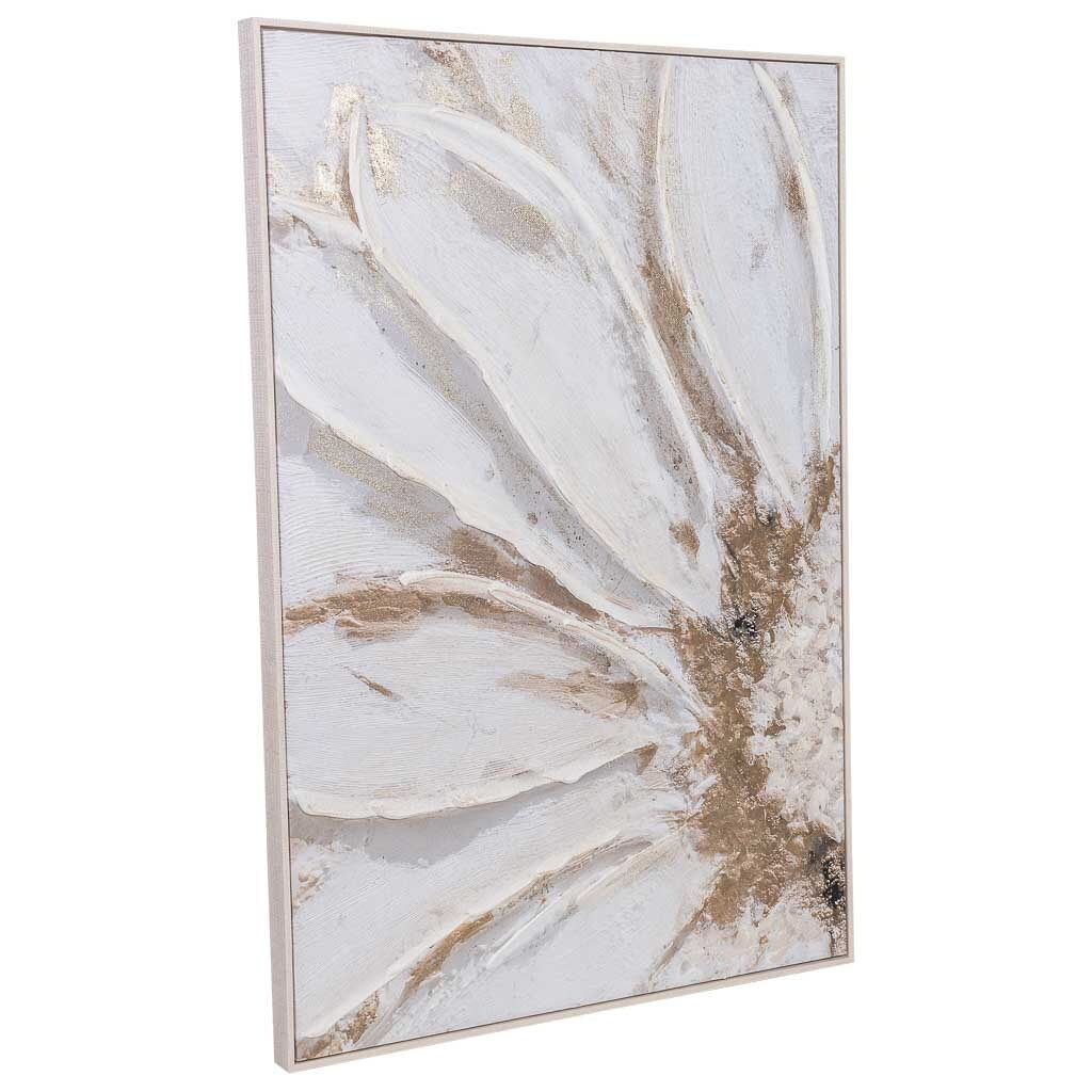 Cuadro pintado a mano con marco de madera blanco 103x4x143h cm