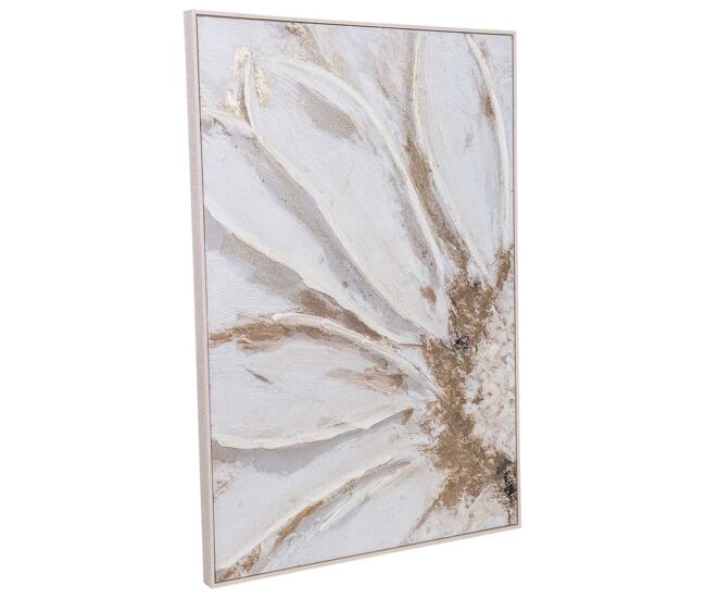 Cuadro pintado a mano con marco de madera blanco 103x4x143h cm