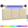 Cabeceira de cama suspensa Com luz LED Creme Tecido