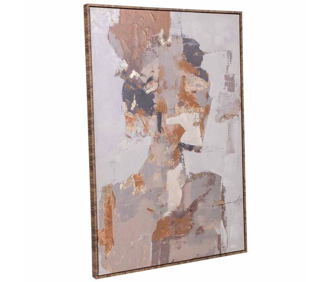 Cuadro pintado a mano con marco de madera naranja 83x4x123h cm