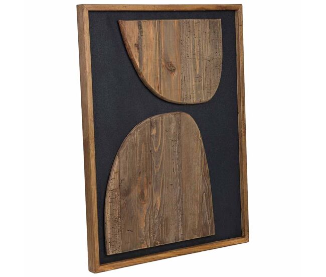 Cuadro artesanal de madera reciclada con relieve marrón y negro 62x4x82h cm