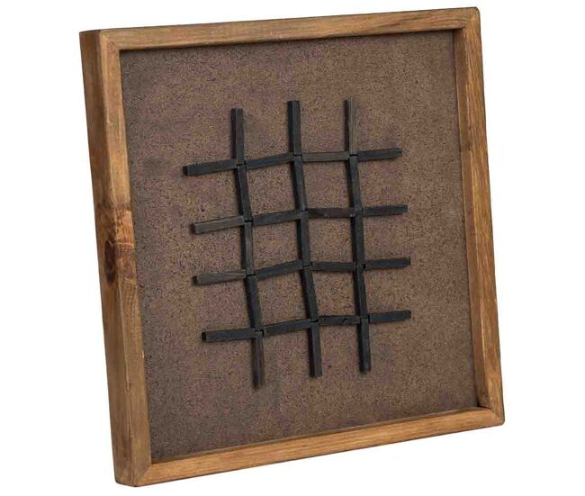 Cuadro artesanal de madera reciclada con relieve marrón y negro 40x4x40h cm