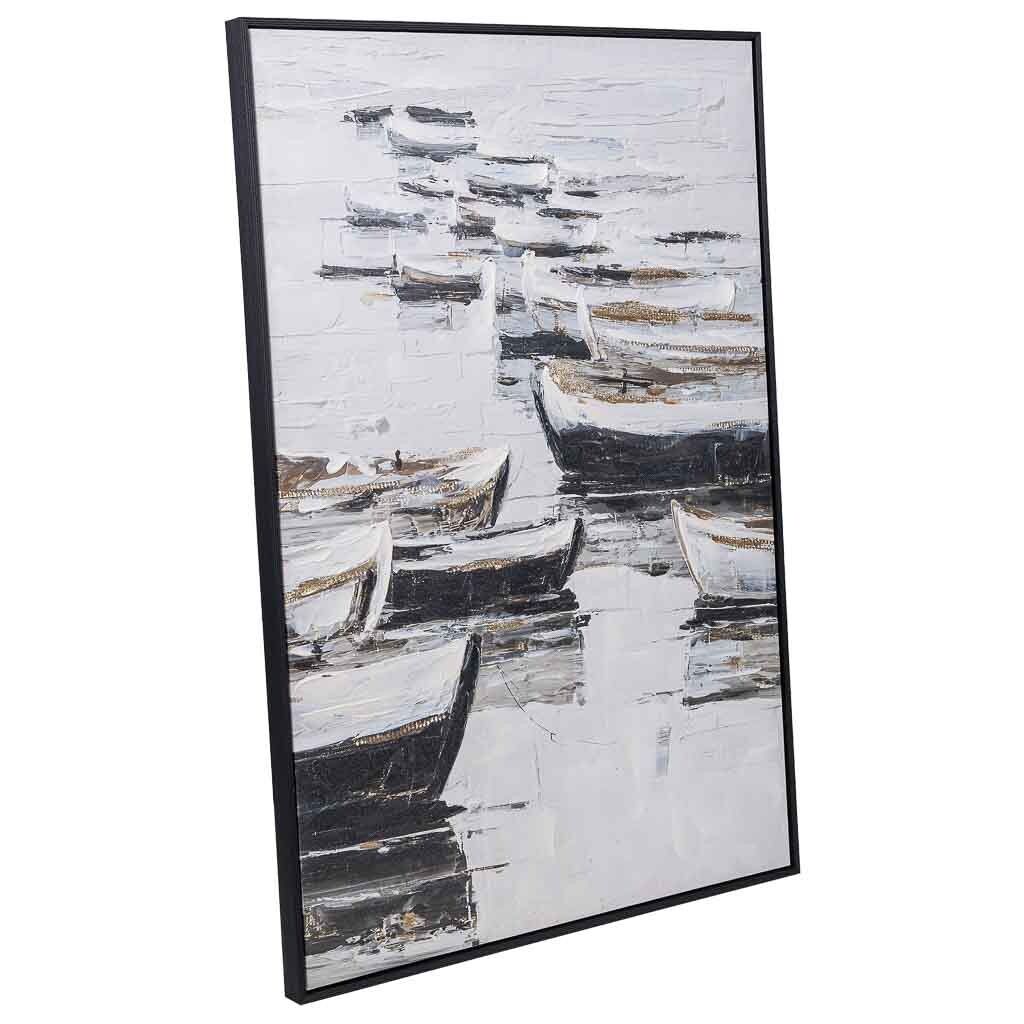 Cuadro pintado a mano con marco de madera negro 83x4x123h cm