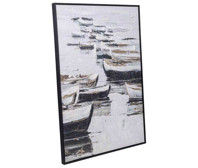 Cuadro pintado a mano con marco de madera negro 83x4x123h cm