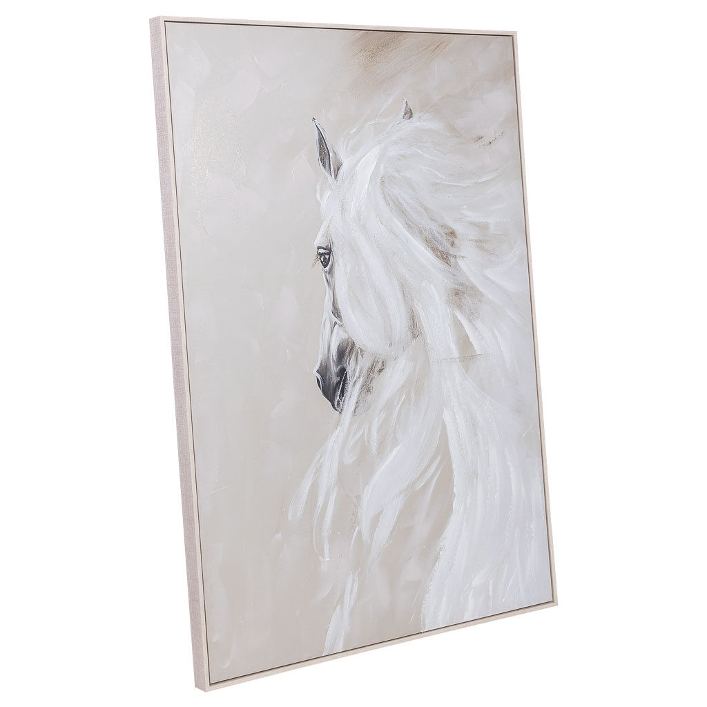 Cuadro pintado a mano con marco de madera beige 103x4x143h cm