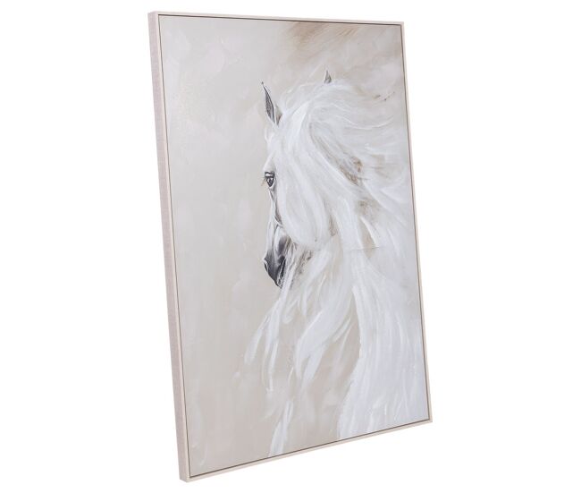 Cuadro pintado a mano con marco de madera beige 103x4x143h cm