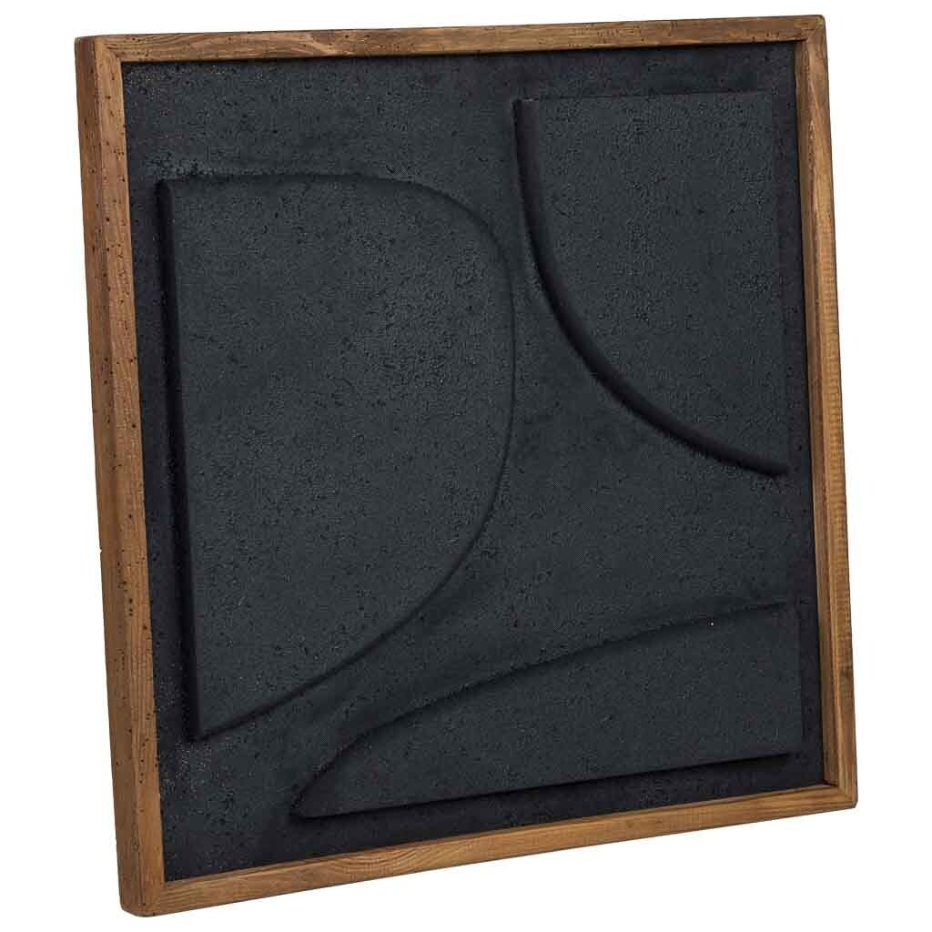 Cuadro artesanal de madera reciclada con relieve negro 62x4x62h cm