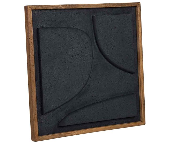 Cuadro artesanal de madera reciclada con relieve negro 62x4x62h cm