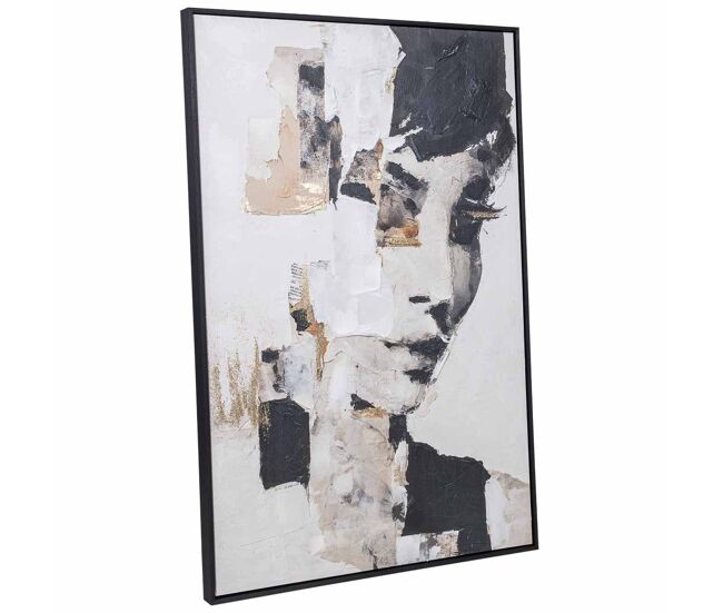 Cuadro pintado a mano con marco de madera multicolor 83x4x123h cm