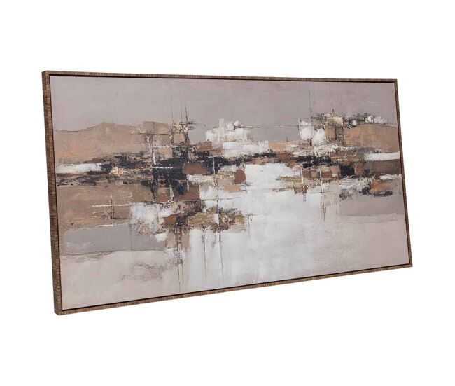 Cuadro pintado a mano con marco de madera rosa 143x4x73h cm