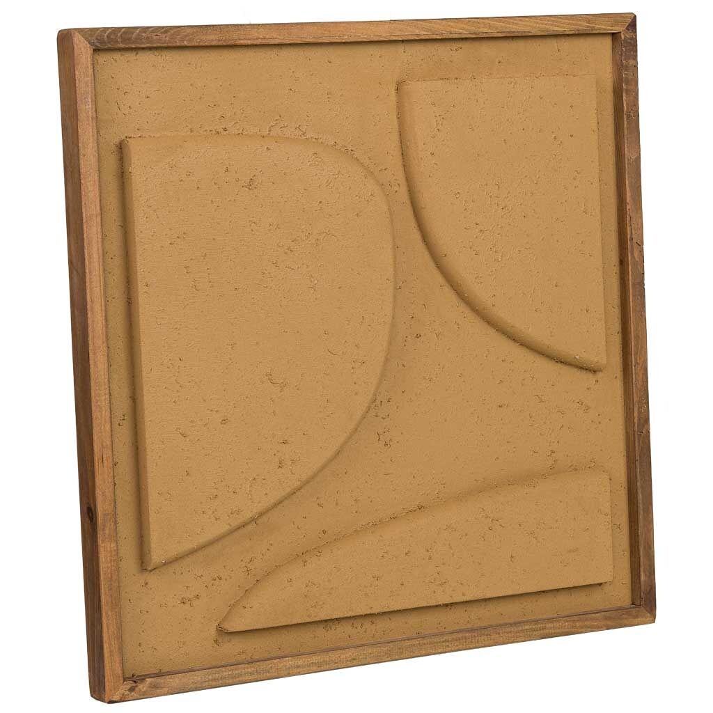 Cuadro artesanal de madera reciclada con relieve amarillo 62x4x62h cm