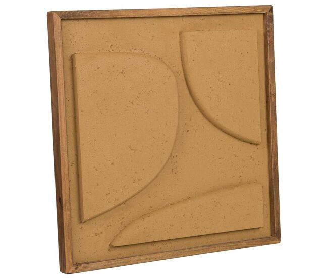 Cuadro artesanal de madera reciclada con relieve amarillo 62x4x62h cm