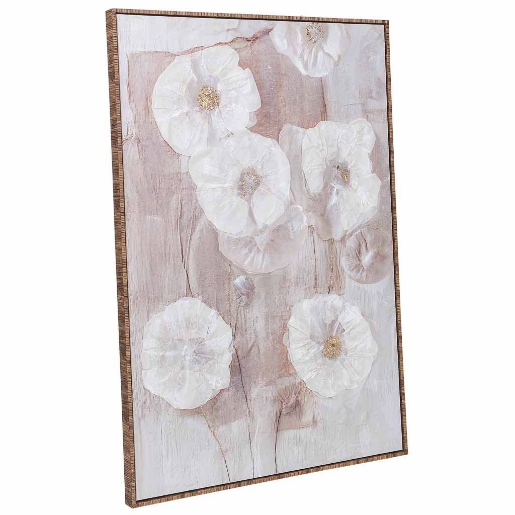 Cuadro pintado a mano con marco de madera blanco 83x4x123h cm
