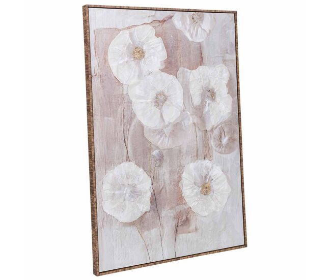 Cuadro pintado a mano con marco de madera blanco 83x4x123h cm