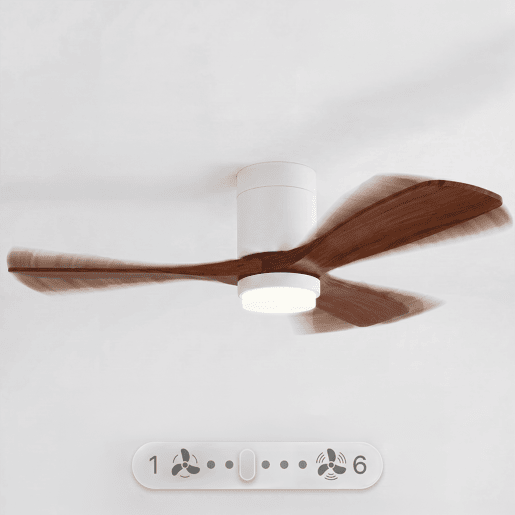 Ventoinha de teto FLOW26 de 132 cm com luz LED de 18 W, 6 velocidades, comando à distância, temporizador até 8 h e função verãoinverno, acabamento efeito madeira escura Ventoinha de teto FLOW26 de 132 cm com luz LED de 18 W, 6 velocidades, comando à distância, temporizador até 8 h e função verãoinverno, acabamento efeito madeira escura
