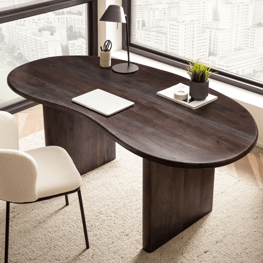Mesa 180 x 90 x 75 cm madeira maciça de acácia retro Mesa home office sólida em forma Mesa 180 x 90 x 75 cm madeira maciça de acácia retro Mesa home office sólida em forma