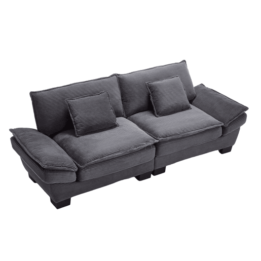 Sofá duplo moderno - Simples, com cama dobrável, almofada incluída, confortável e espaçoso - Cinza escuro Sofá duplo moderno - Simples, com cama dobrável, almofada incluída, confortável e espaçoso - Cinza escuro