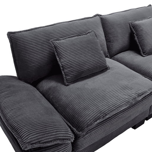 Sofá duplo moderno - Simples, com cama dobrável, almofada incluída, confortável e espaçoso - Cinza escuro Sofá duplo moderno - Simples, com cama dobrável, almofada incluída, confortável e espaçoso - Cinza escuro