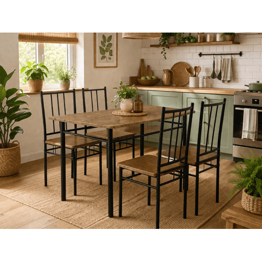 Conjunto de Mesa + 4 Cadeiras, Brand (Preto, Madeira) Conjunto de Mesa + 4 Cadeiras, Brand (Preto, Madeira)