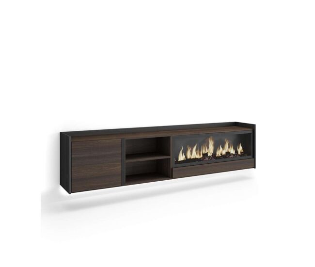 Mueble tv montecorto-01 suspendido con chimenea led integrada