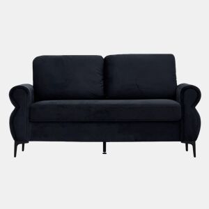 Sofá de 2 lugares - compacto, confortável e resistente - preto