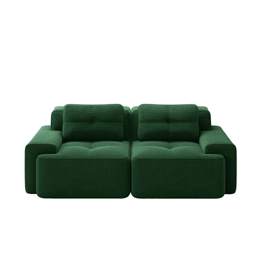 Sofá modular sem estrutura - 2 lugares, moderno, assento profundo, veludo cotelê, cama - Verde