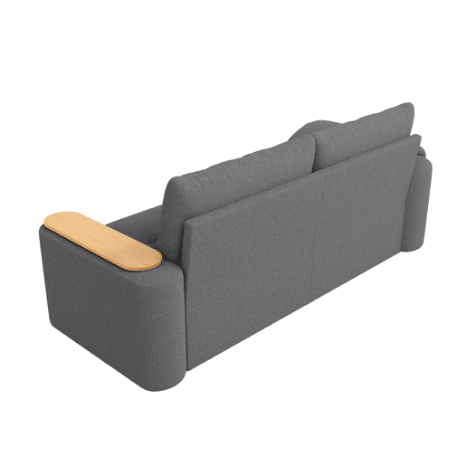Sofá de 2 lugares - modular, com arrumação, apoio para a cabeça e mesa auxiliar integrada - cinzento Sofá de 2 lugares - modular, com arrumação, apoio para a cabeça e mesa auxiliar integrada - cinzento
