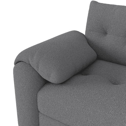 Sofá de 2 lugares - modular, com arrumação, apoio para a cabeça e mesa auxiliar integrada - cinzento Sofá de 2 lugares - modular, com arrumação, apoio para a cabeça e mesa auxiliar integrada - cinzento