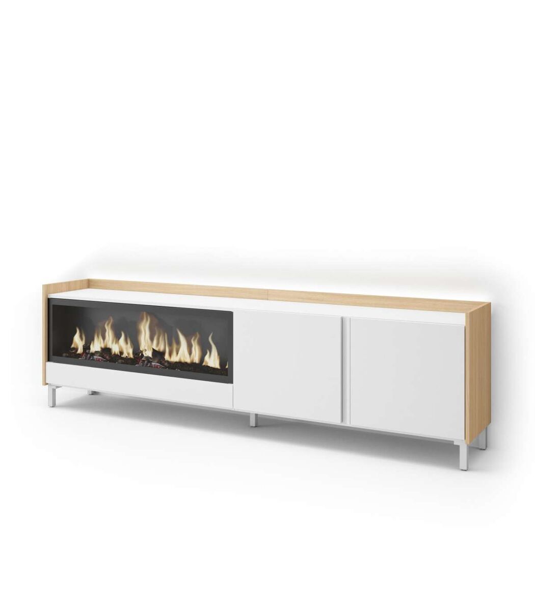 Mueble tv torrox-01 con chimenea y luces led integradas