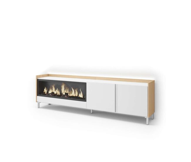 Mueble tv torrox-01 con chimenea y luces led integradas