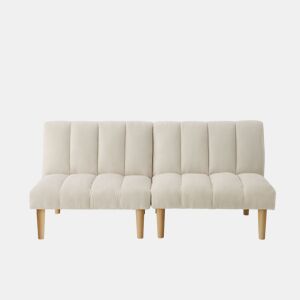 Sofá de 2 lugares, 167 cm - dobrável com encosto ajustável em 3 posições, economiza espaço, moderno para a sala de estar e o escritório - bege