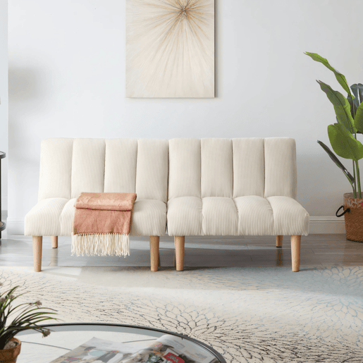 Sofá de 2 lugares, 167 cm - dobrável com encosto ajustável em 3 posições, economiza espaço, moderno para a sala de estar e o escritório - bege